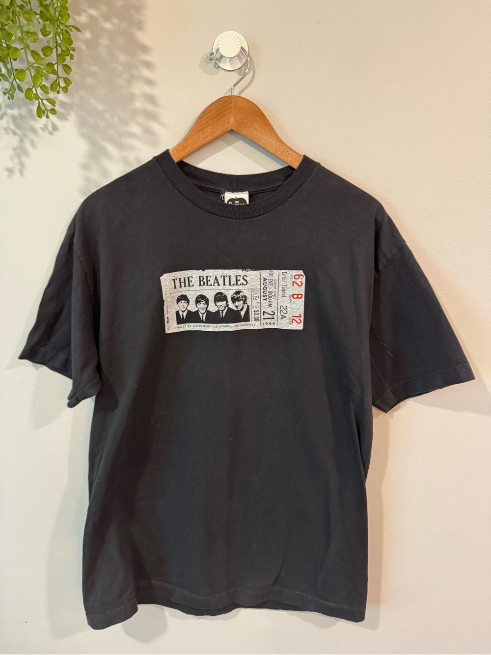 The Beatles Black Graphic Tee with Ticket Print Sz M